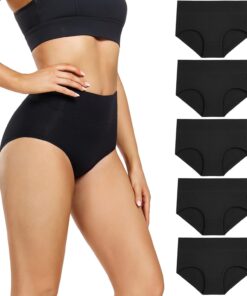 wirarpa Women's Underwear High Waisted Ladies Cotton Panties Soft Full Coverage Briefs 5 Pack