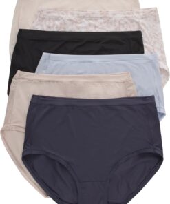 Hanes Women's Microfiber Stretch Underwear Pack, Comfort Flex Fit Brief Bikini or Thong Panties, 6-Pack