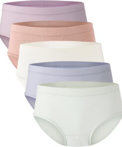BAMBOO COOL Womens Underwear, Moisture-Wicking Briefs, Soft and Breathable Panties, Mid Waist, 5-Pack