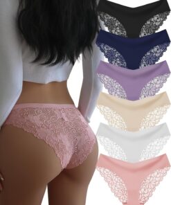DHFBABY Sexy Cheeky Womens Underwear Comfortable Seamless Panties Luxurious Lace Bikini Briefs