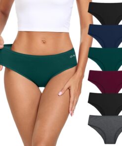 coskefy Women's Underwear Cotton Hipster Panties Low Rise Briefs Soft Strench Breathable Ladies Bikini Underwear 6 Pack