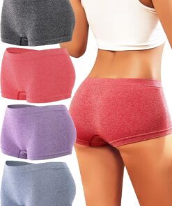 Womens Boyshorts Underwear Seamless Boxer Briefs Full Coverage Soft Stretch Boxer Shorts For Women 4 Pack