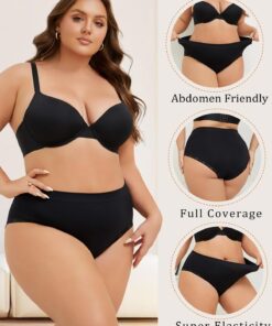 Alternative view of READY TO LOVE High Waisted Seamless Underwear for Women Full coverage Lace Panties Breathable Stretch Tummy Control Briefs