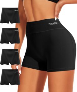 MIOTAN Boy Shorts Underwear for Women High Waisted Panties Cotton Boxer Briefs Full Coverage 4 Pack
