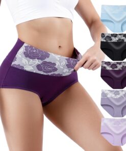 Honzadar Women Underwear Breathable Panties Cotton Tummy Control High Waist Briefs Full Coverage Panty Multipack