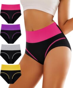 YDQ Women's Cotton Underwear Tummy Control High Waisted Panties Stretch Comfortable Full Coverage Breathable Briefs 4/5 Pack