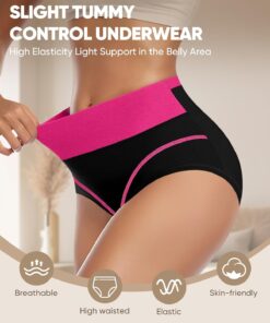 Alternative view of YDQ Women's Cotton Underwear Tummy Control High Waisted Panties Stretch Comfortable Full Coverage Breathable Briefs 4/5 Pack