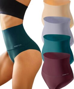 FINETOO Light Tummy Control Underwear Women High Waisted Briefs Plus Size Shapewear Under Dress Ladies Panties S-XXXL