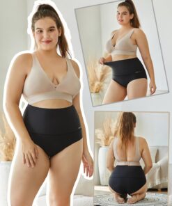 Alternative view of FINETOO Light Tummy Control Underwear Women High Waisted Briefs Plus Size Shapewear Under Dress Ladies Panties S-XXXL