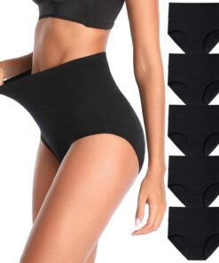 QOVOQ Women's High Waist Cotton Underwear Stretch Briefs Soft Comfy Ladies Panties MultiPack