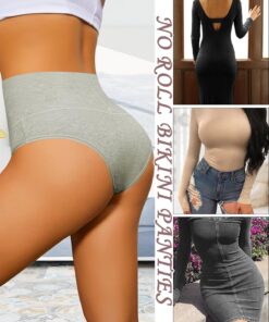 Alternative view of ASIMOON High Waisted Bikini Underwear for Women Tummy Control Cotton Panties Soft Strech No Muffin Cheeky Panty Multi Pack