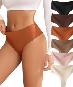 oshkang Thongs for Womens High Waisted Seamless for Women Underwear Sexy Breathable Panties 6 Pack