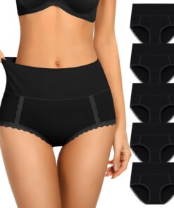 DUKAWA Cotton Underwear High Waisted Womens Full Coverage Ladies Comfy Panties (Regular & Plus Size)