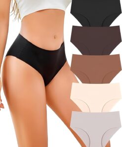 UNDER THE SEA Seamless Underwear for Women Plus Size Mid Rise Lingerie Brief Sexy No Show Panties Womens Cheeky 5 Pack XS-3XL