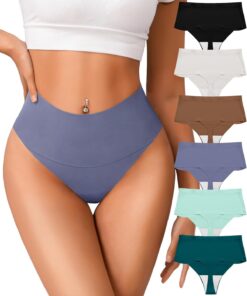 Alternative view of ORLAROY High Waisted Thongs Underwear for Women Seamless No Show Panties Soft Tagless High Cut Ladies Thong 6 Pack