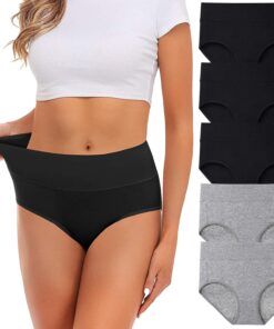 Womens Underwear,Cotton Mid Waist No Muffin Top Full Coverage Brief Ladies Panties Lingerie Undergarments for Women Multipack