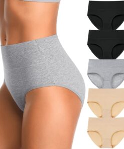 IROCUE High Waisted Postpartum Underwear Womens Cotton Underwear Soft Breathable Full Coverage Stretch Panties Multipack