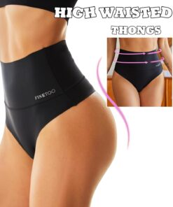 Alternative view of FINETOO Women Underwear High Waisted Thongs Tummy Control Seamless Thongs Shapewear No Show Panties 4 Pack S-3XL