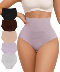 MIOTAN Women's Underwear 5 Pack High Waisted Tummy Control Ladies Panties Breathable Comfortable Briefs Full Coverage S-XXL