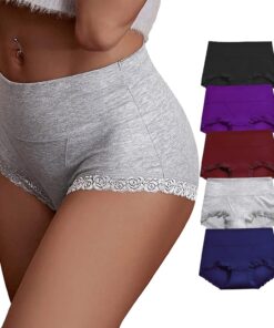 OPIBOO Women's Cotton Underwear,Ladies Soft Stretch Tummy Control Comfy No Muffin Panties Boyshorts