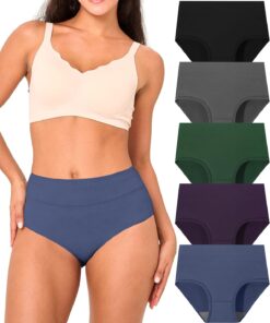BAMBOO COOL Women's Underwear High Waisted Briefs Full Coverage Soft and Breathable Panties, 5-Pack